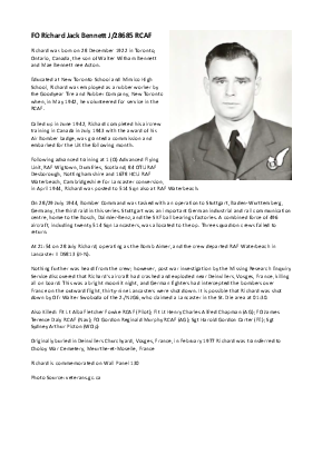 A preview of a PDF biography for Bennett, Richard Jack